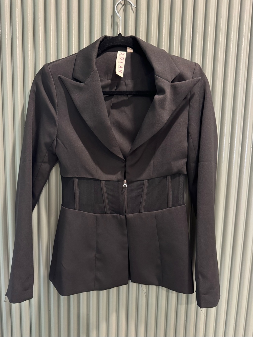Black Women's Tailored Corset-Waist Blazer - Picture 2 of 6